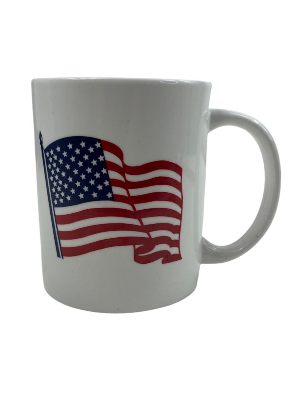 American Flag Ceramic Coffee Mug 11 Oz White & Blue
